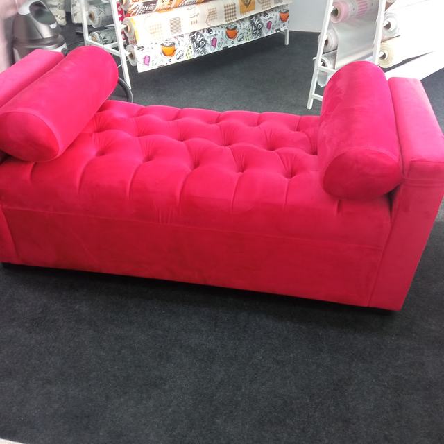 Recamier pink capitonê com rolos laterais